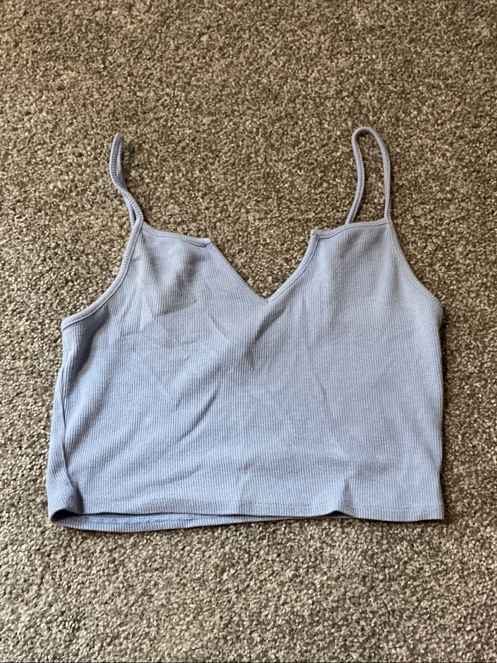 Garage Light Blue Ribbed V-Neck Cropped Cami